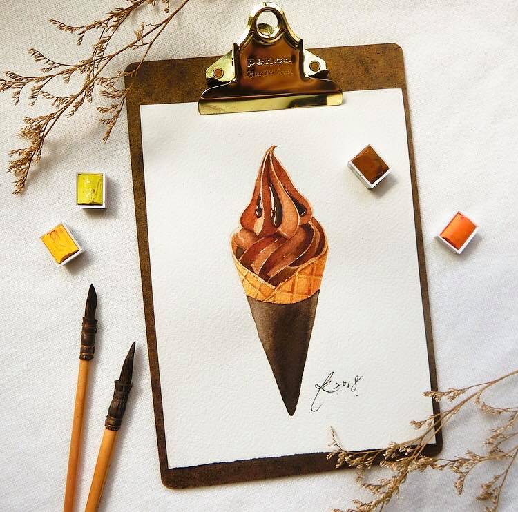 時尚甜點插畫系列課：巧克力冰淇淋
